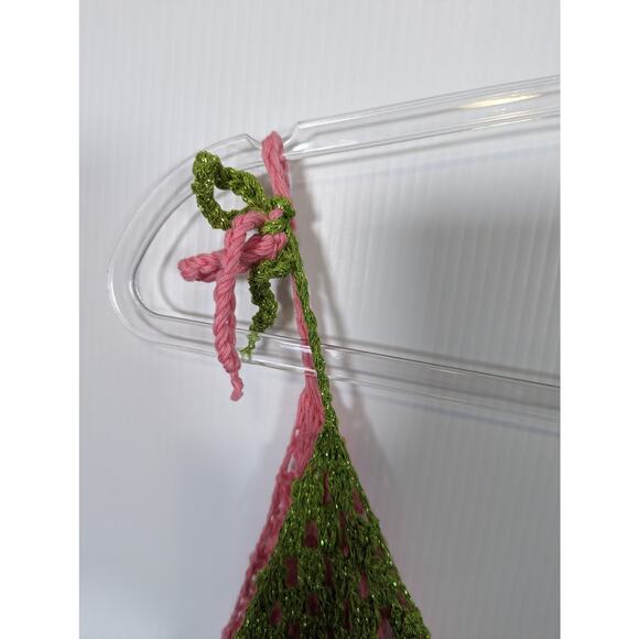 Rose Carmine Granny Square Crochet Multicolor Tank Top Tie Shoulder Cotton - Picture 7 of 9